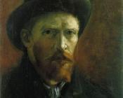 文森特威廉梵高 - 戴深色帽子的自画像